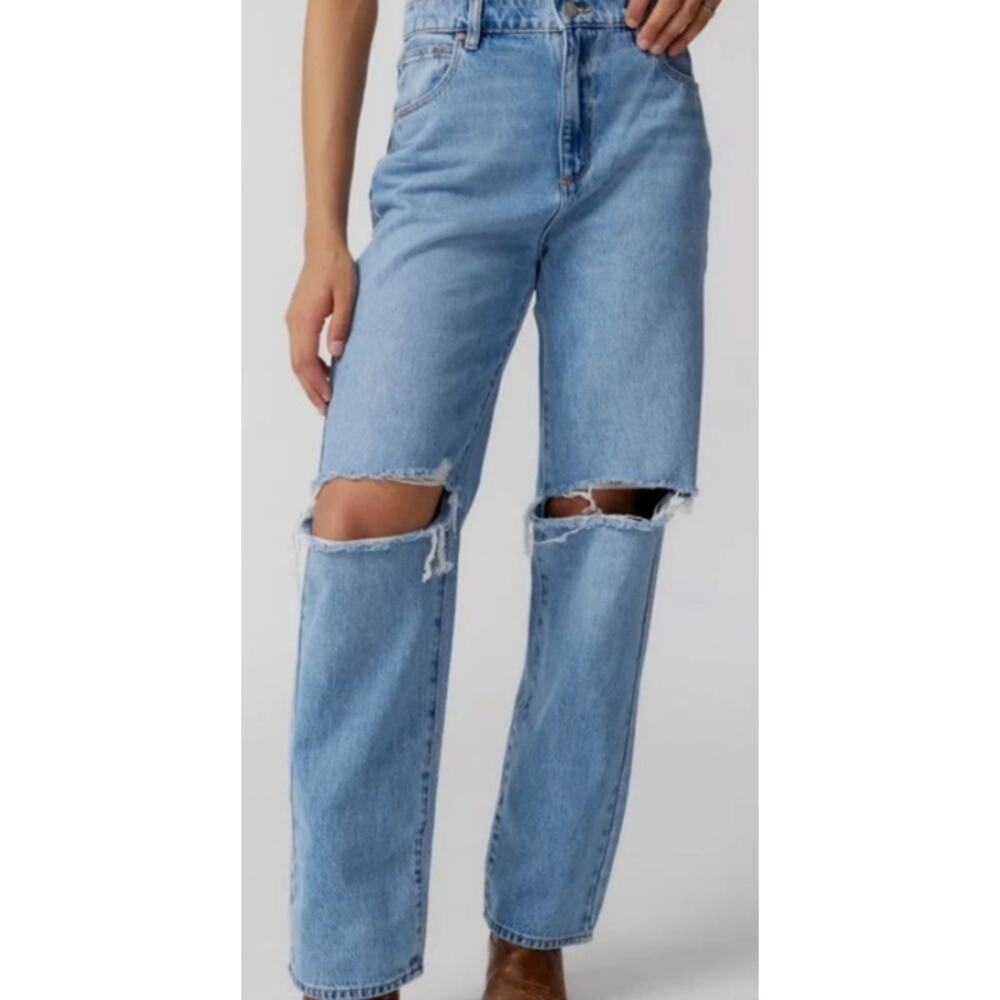 A Brand Slouch Distressed Baggy High Rise Straight Leg Jeans Women's Size 27